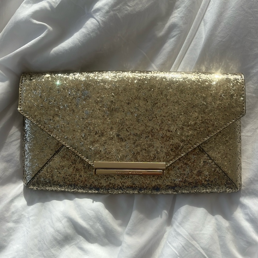 Kate Spade wedding bells Charla clutch in gold